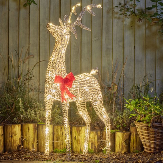 Three Kings 120cm Glitter Twist Gold Light Up Christmas Reindeer Decoration (2506031)