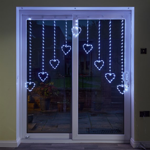 Three Kings 120cm LED Heart Shaped Cool White Christmas Curtain Lights (3123801)