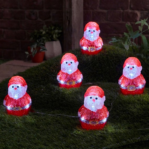 Three Kings 14cm Acrylic Inlit Ice Santas Set Of 5 Light Up Christmas Decorations (2515039)