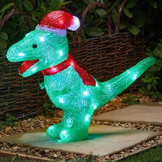 Three Kings 30cm Acrylic Inlit Ice Dino Light Up Christmas Decoration (2515048)