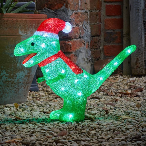 Three Kings 38cm Acrylic Inlit Ice Large Dino Light Up Christmas Decoration (2515049)