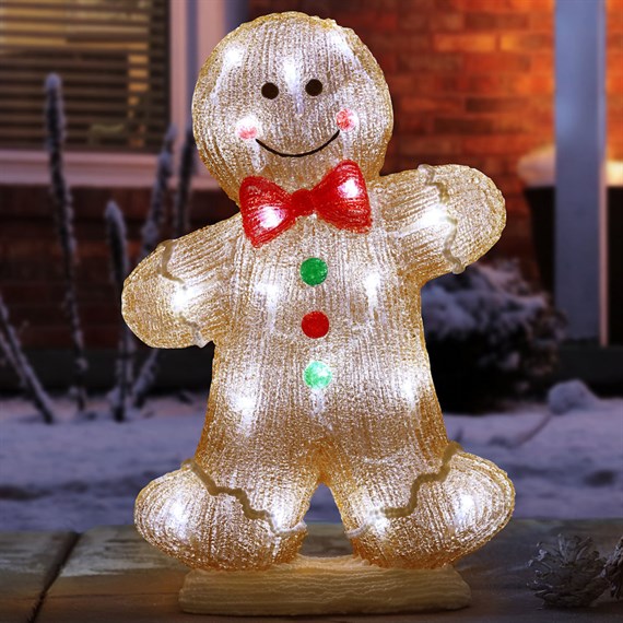 Three Kings 39cm Acrylic Inlit Ice Large Gingerbread Boy Light Up Christmas Decoration (2515054)