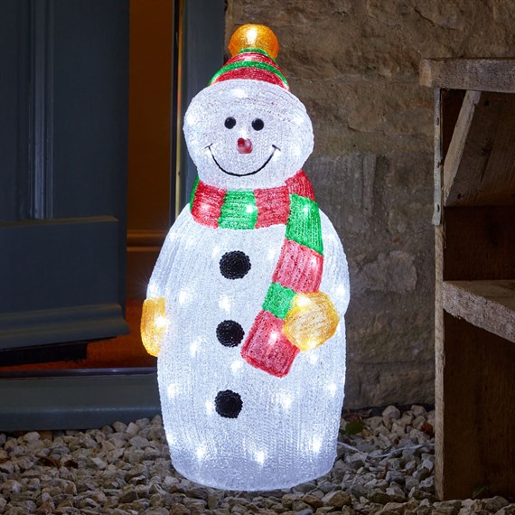 Three Kings 55cm Acrylic Inlit Ice Snowman Light Up Christmas Decoration (2515051)