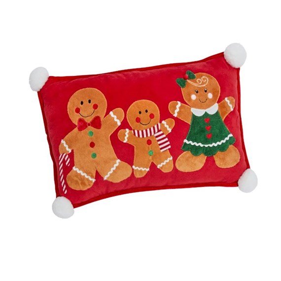 Three Kings Gingerbread Family Christmas Cushion - Red (2531319)