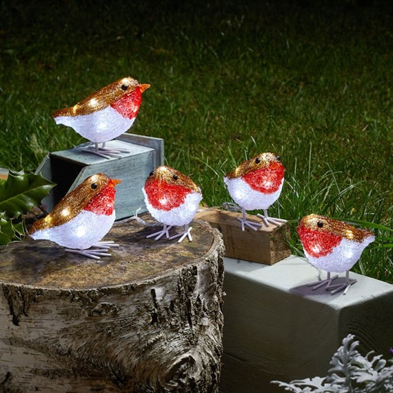 Three Kings InLit Ice Robins Light Up Christmas Decoration Set of 5 (2515027)