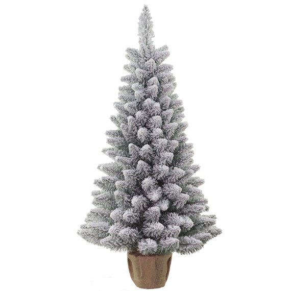 Tree Classics 1.2m (4ft) Flocked Burlap Artificial Table Christmas Tree (48-177-300BLP)