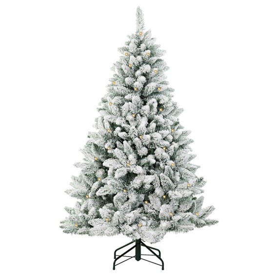 Tree Classics 1.8m (6ft) Flocked Arctic Spruce Pre Lit Artificial Christmas Tree (H72-626-386LM)