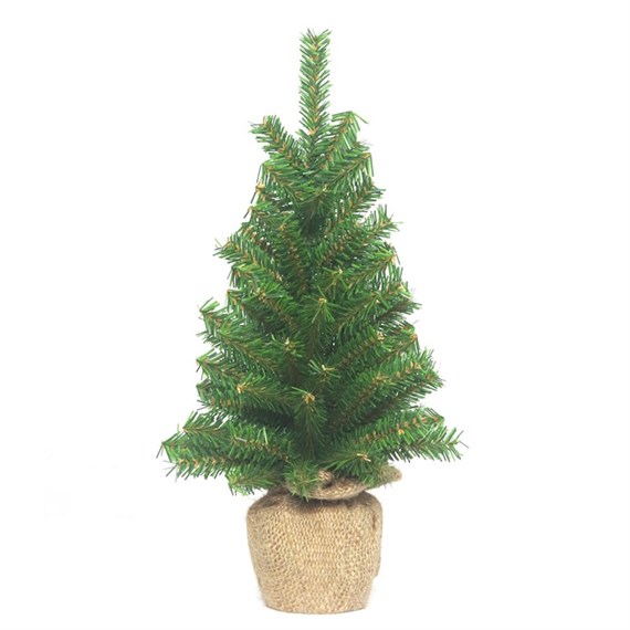 Tree Classics 30cm (1ft) Pre Lit Burlap Artificial Table Christmas Tree (12-69-BLPLM)