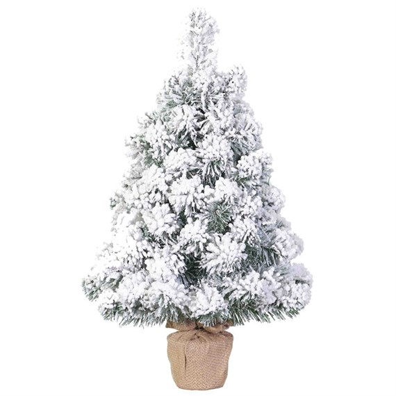 Tree Classics 60cm (2ft) Flocked Burlap Artificial Table Christmas Tree (24-72-BLPS)