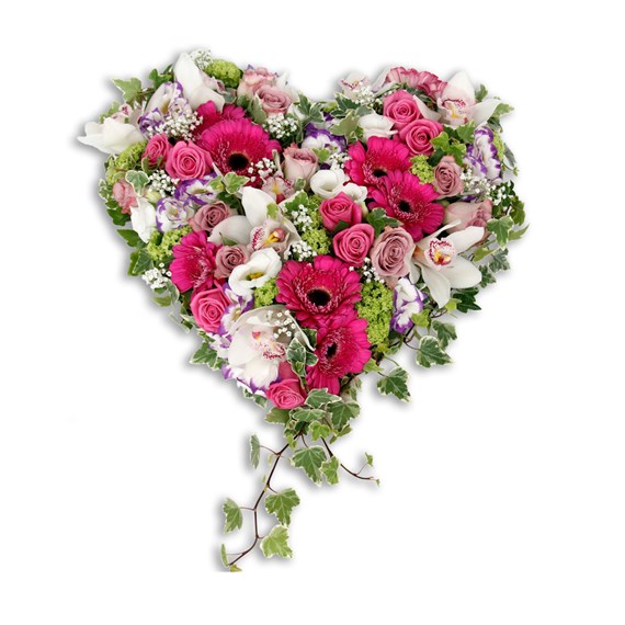 With Sympathy Flowers - Loose Heart Pink And Lime