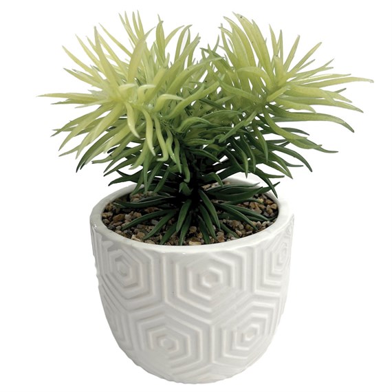 Woodlodge 12cm Artificial Potted Houseplant Plant In White Pot (FAUX007)