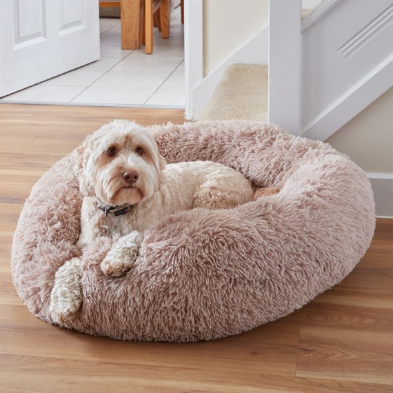 Zoon Calming Shaggy Faux FurBed Stone Dog Bed