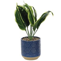 Woodlodge 12cm Artificial Potted Houseplant Plant In Blue Pot (FAUX002)