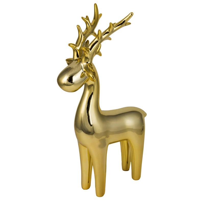 Fountasia Christmas Ceramic Reindeer Decoration Gold Large