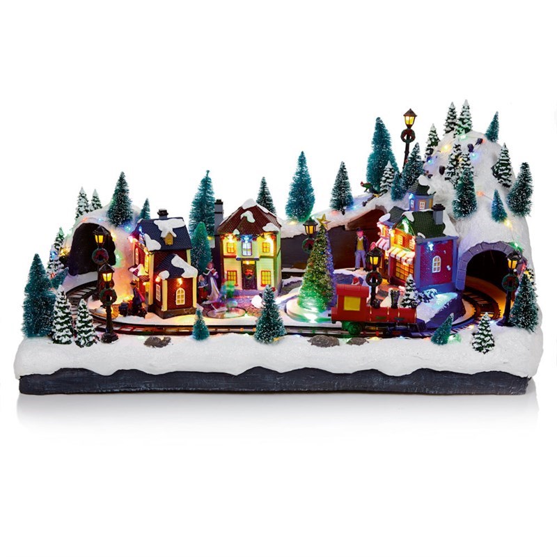 Premier 62cm Light Up Animated Christmas Village Display ...