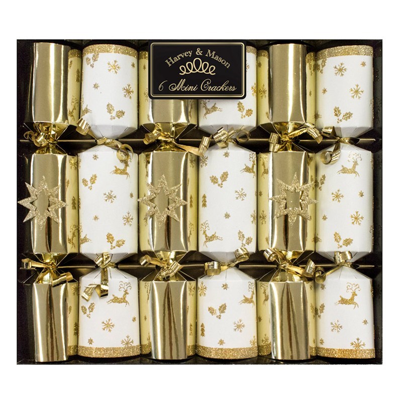 RSW Christmas Luxury Mini Crackers - Gold & White - Pack ...