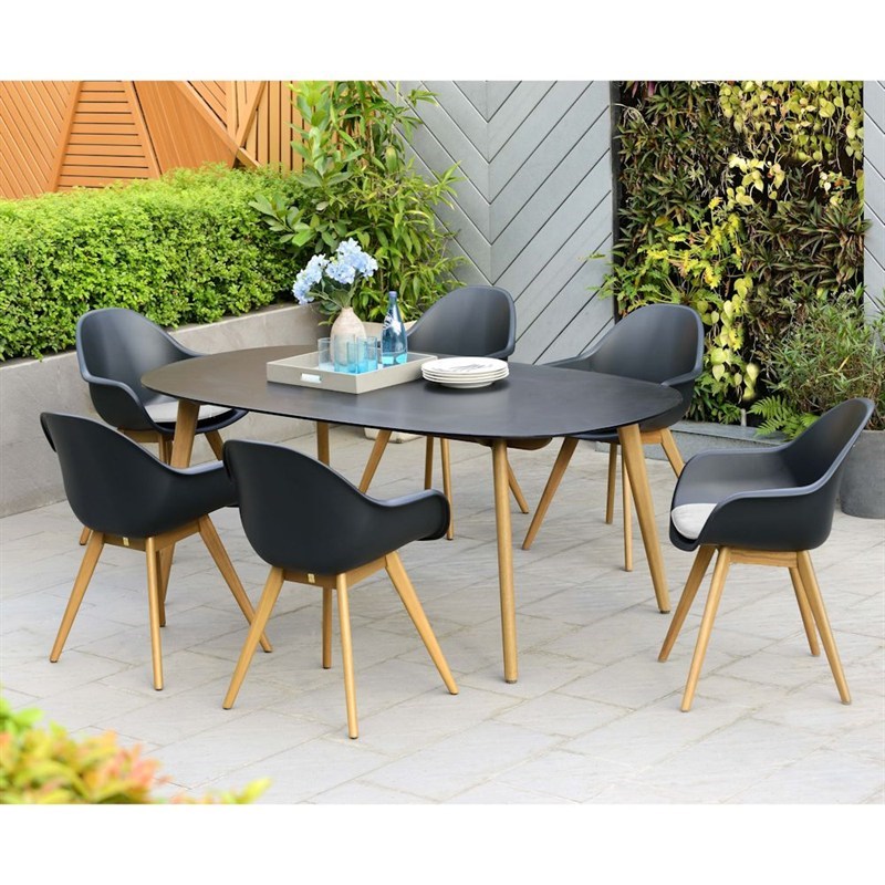 Lifestyle Garden Montreux 6 Seat Eliptical Dining Set Black